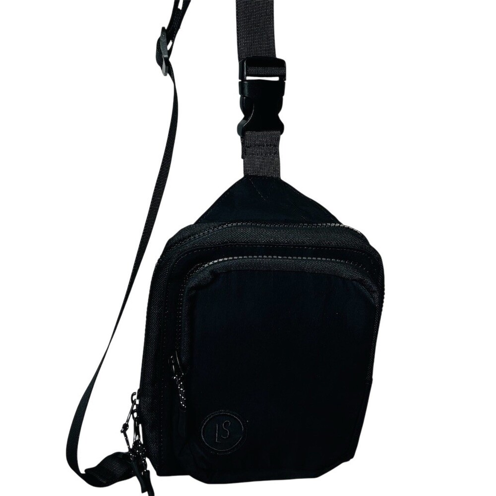 Aldi Live in Style Sling Bag Unisex Small Black Crossbody Multi-Pocket